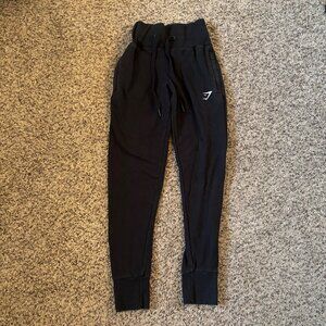 Gymshark Womens Black Joggers XS Drawstring Waist Slim Fit Stretchy Knit